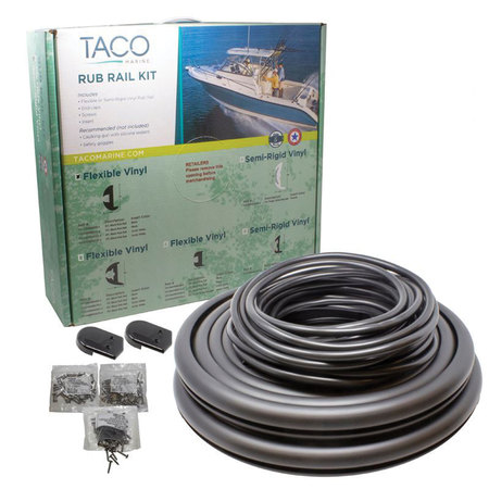 TACO MARINE TACO Marine V11-9795BBK50D-2 Semi-Rigid Rub Rail Kit - 1-1/2" x 3/4" x 50', Black V11-9795BBK50D-2